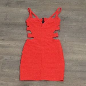 red bodycon cutout strappy bandage dress